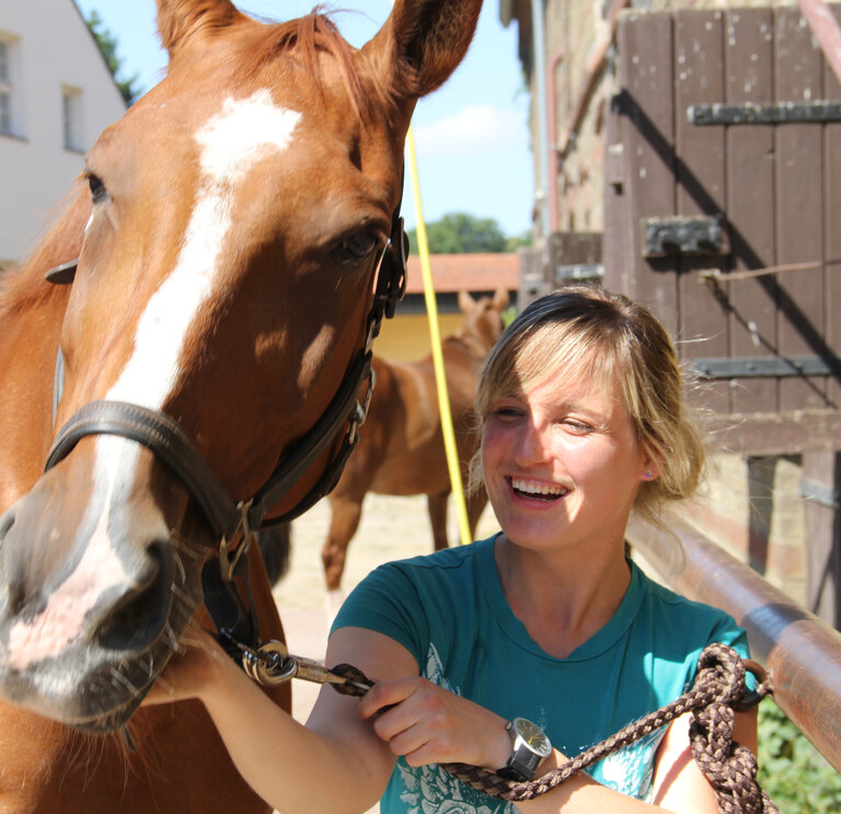 Hydrocephalus patient Sahrah with horse