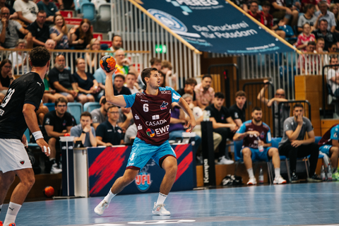 Handball player Markus Mahr at the tournament of 1. VFL Potsdam